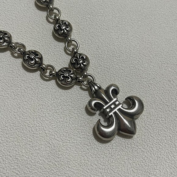 Chrome Hearts BS Fleur Charm Ball Chain Necklace Sterling Silver - Picture 6 of 7